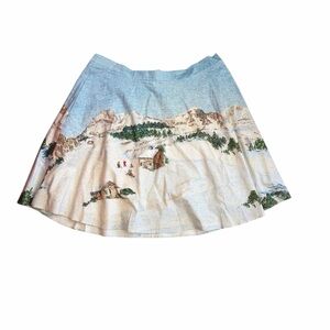 Scenic Print A-Line Skirt